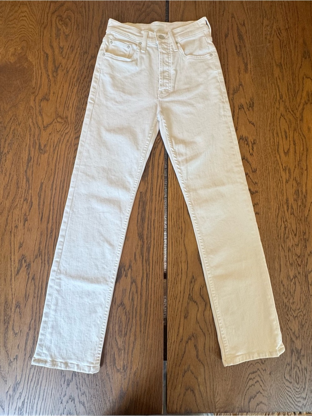 MOTHER Jeans The Tomcat Ankle Cream Puffs Size 24 White‎ Pants Slim Button Fly